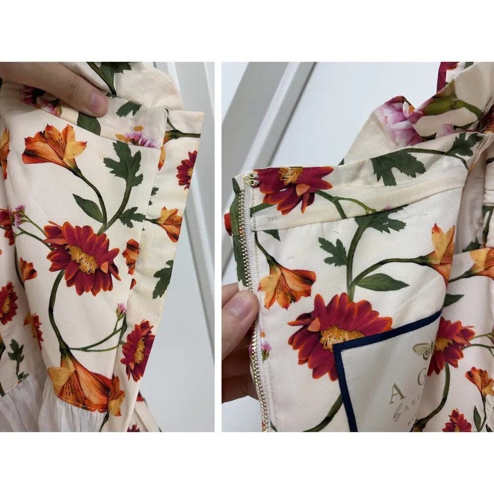 Agua by Agua Bendita Cream Maxi Dress with Red & Orange Floral Print - Picture 6 of 8